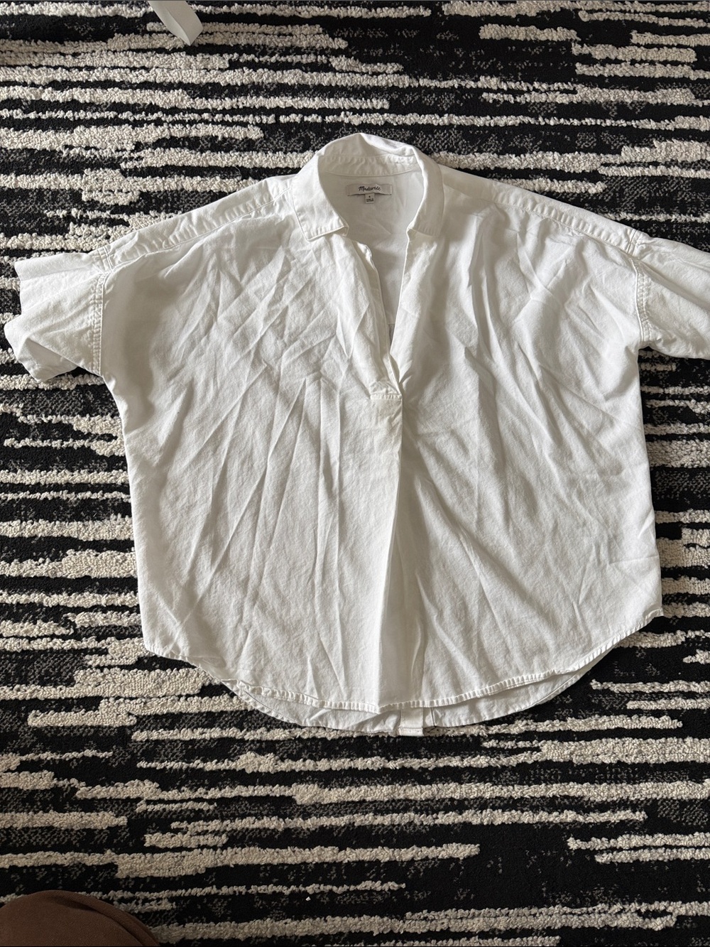 Madewell Cream Short-Sleeve Popover Top